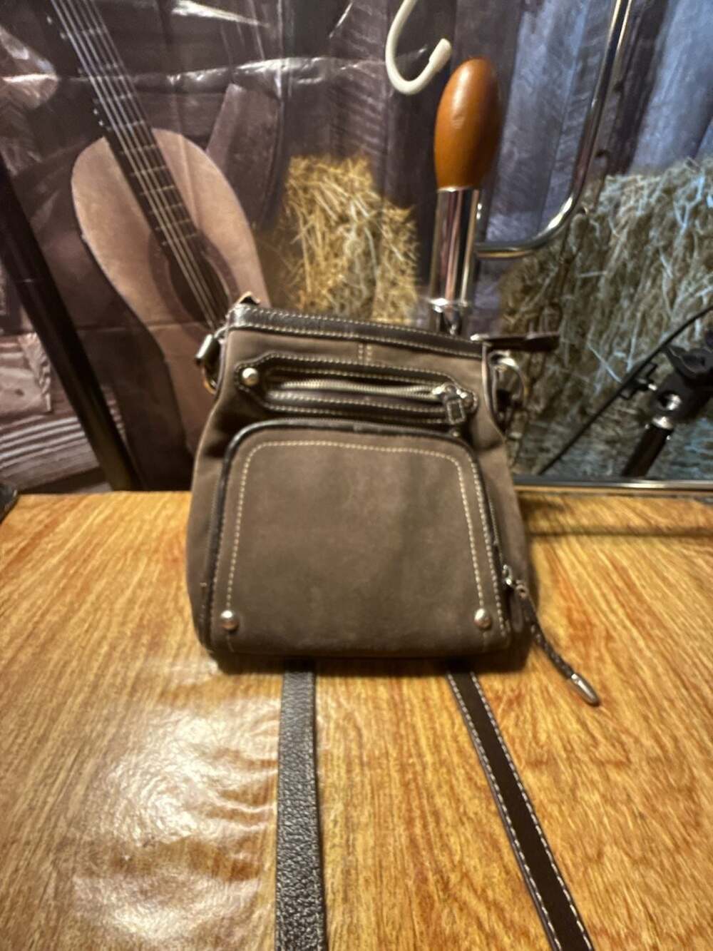 Coldwater Creek Brown Suede and Leather Organizer Crossbody Bag